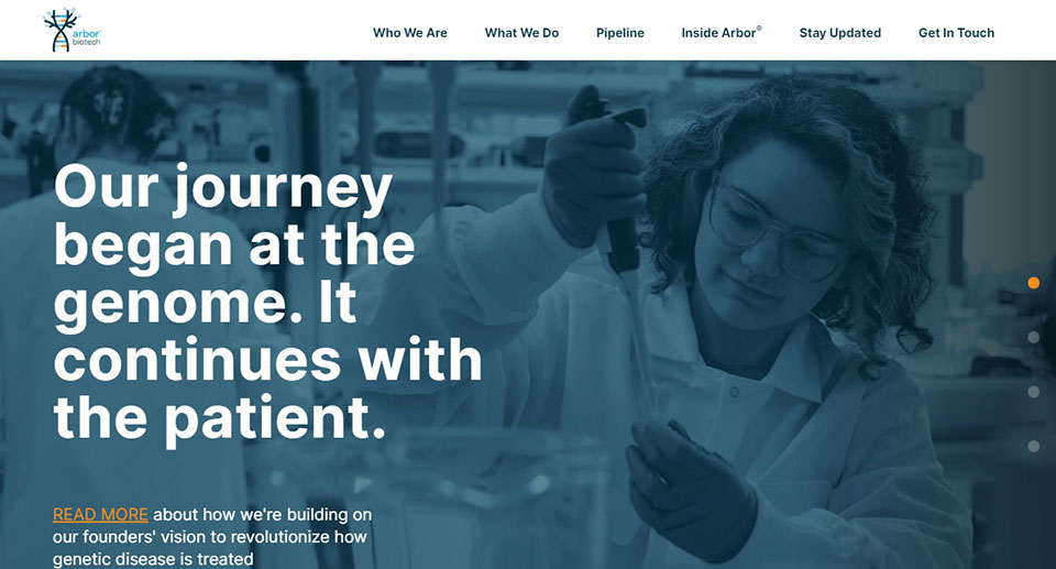 Arbor Biotechnologies home page screenshot